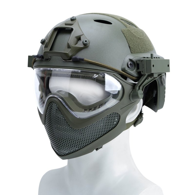 Casque et masque airsoft B-Type Piloteer Set Guerilla Tactical L Olive L