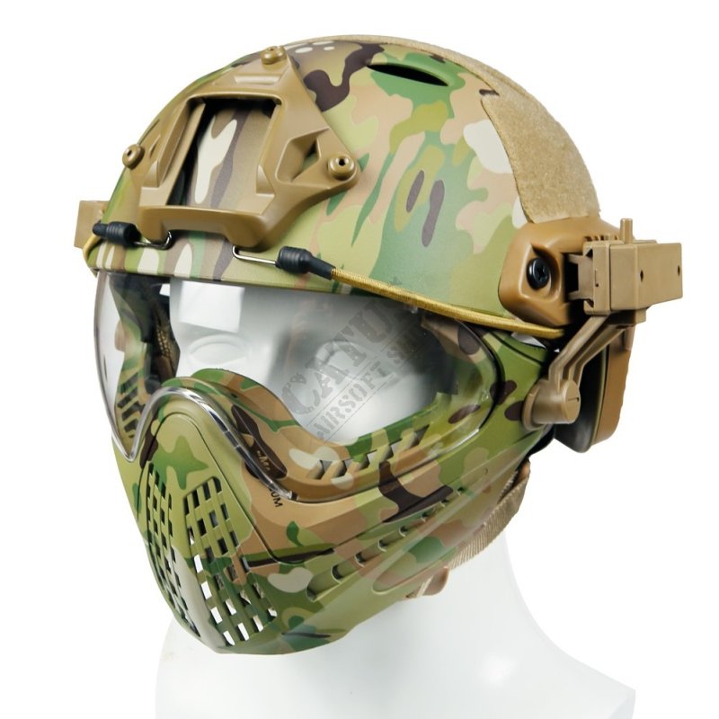 Ensemble pilote casque et masque Guerilla Tactical Multicam L