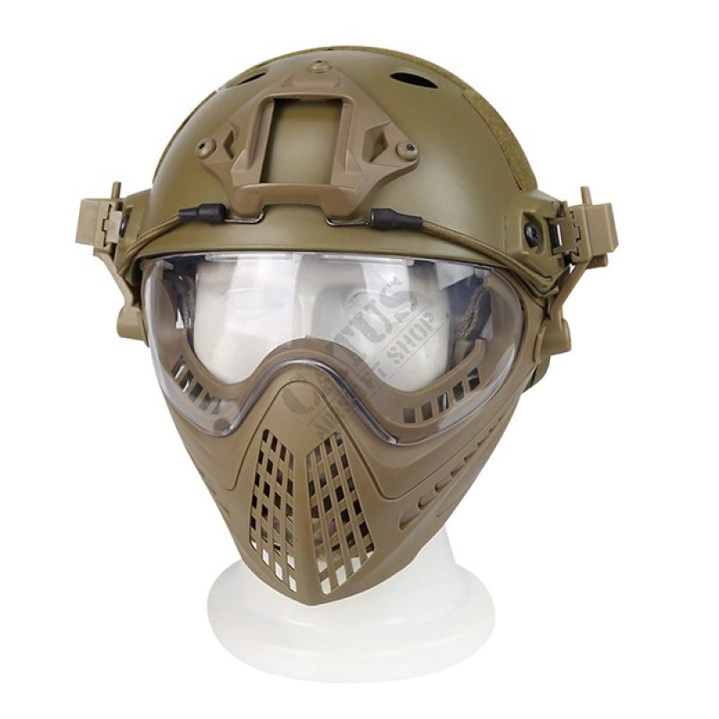 Ensemble pilote casque et masque Guerilla Tactical Tan L