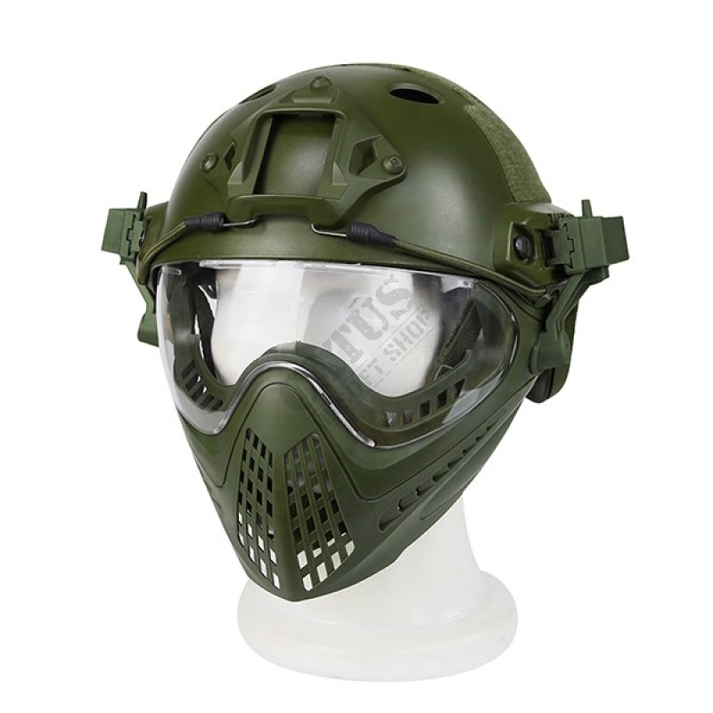 Ensemble pilote casque et masque Guerilla Tactical Olive M