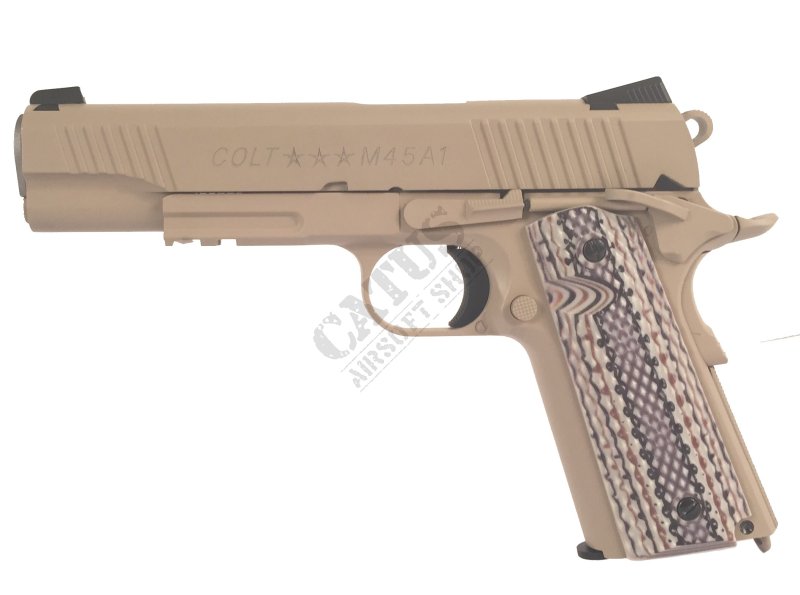 CyberGun pistolet airsoft GBB Colt M45A1 Rail Tan Co2  