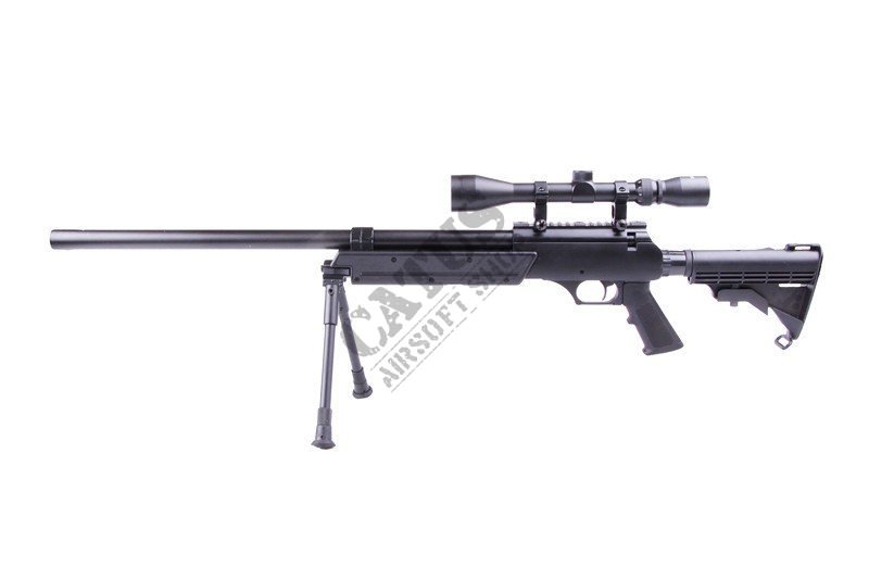 Pistolet airsoft WELL MB06D avec lunette de visée et bipied Noir 