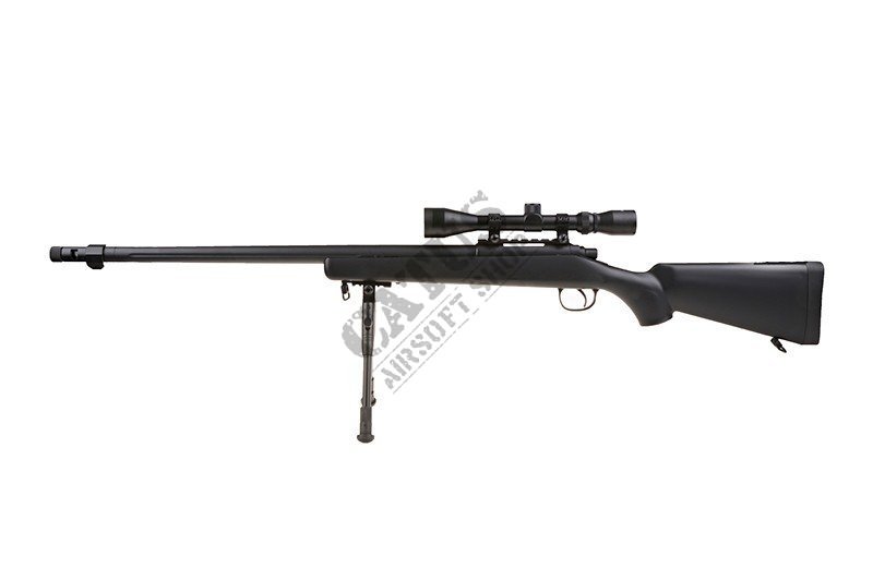 Pistolet airsoft WELL MB07D avec lunette de visée et bipied Noir 