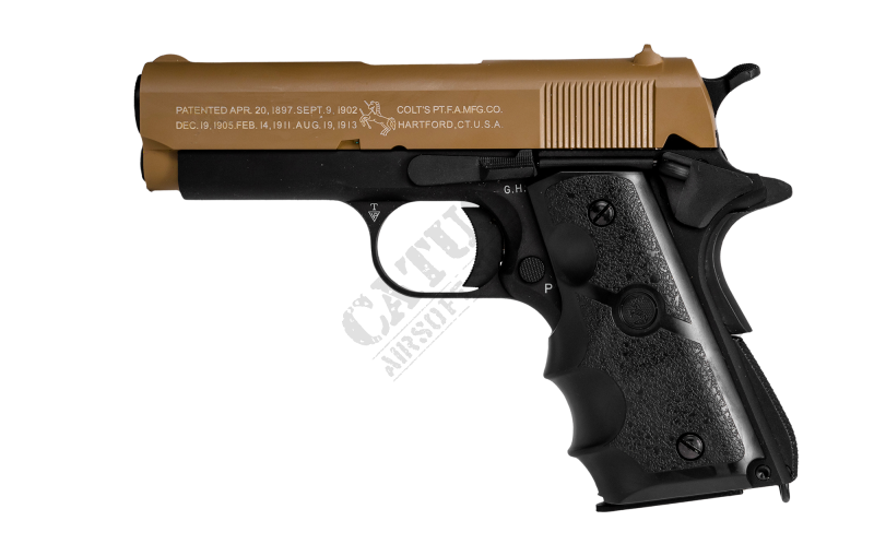 CyberGun pistolet airsoft GBB COLT 1911 Defender Green Gas Demi-bronze 