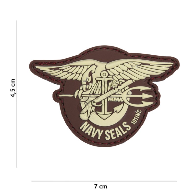 Naszywka na rzep 3D Navy Seals 101 INC Brązowy 