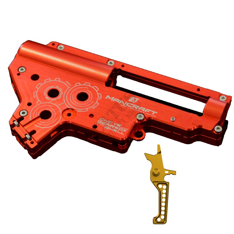 Airsoft CNC Skeleton Mechabox V2 8mm QSC Mancraft Rouge/or 